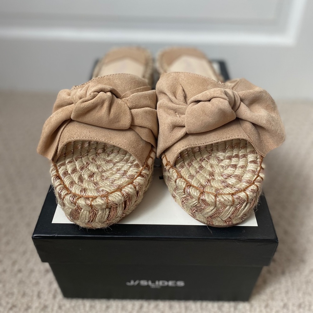 NIB J/SLIDES Camel Suede Ritzy Espadrille Sandal